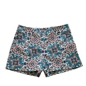 Ann Taylor Loft The Riviera Blue Ivory Print Chino 4” Inseam Shorts Size 4